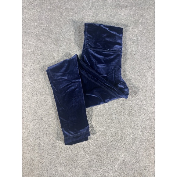 Athleta Elation Velvet Tight Leggings Women Small Blue Activewear Yoga Dance - Picture 1 of 12